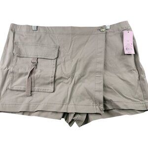 Wild Fable Womens Beige Utility Shorts Skort Pocket Detail Zip Button XL